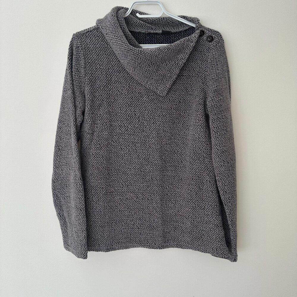 MERRELL Women Cotton Blend Grey Sweater Button Neck, sz M